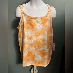More than Magic Orange and White Tie-Dye Girl Tank Top Medium 7-8 NWT